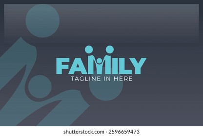 Word mark logo icon formed family symbol in letter m with turquoise color