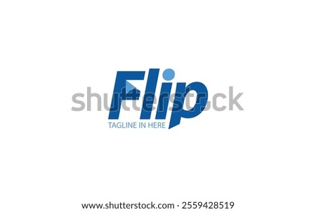 Word mark logo icon formed flip symbol in letter f with blue color