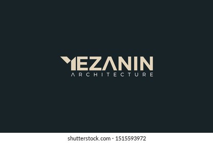 Word mark logo with letter m as architecture symbols