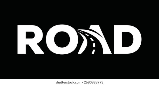 Diseño de logotipo de carretera de marca de palabras, concepto de Vector gráfico de carretera de texto de tipografía