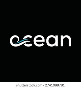 word mark text ocean logo design, wave sea surfing graphic icon concept	
