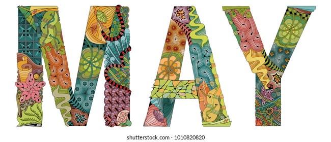 Word MAY. Vector decorative zentangle object