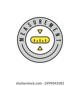 the word measurement and the ruler symbol inside the circle. measurement stamp concept