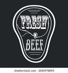 The word MEAT logo, stylized as a piece of meat - Vector illustration