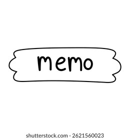the word memo planner element doodle outline on white background