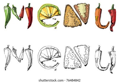 word menu from pepper bread and citrus