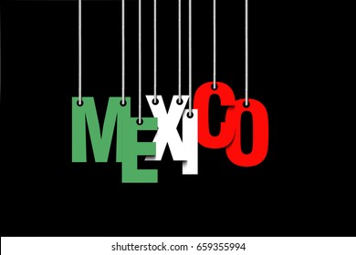 The word Mexico hang on the ropes. Vector illustration