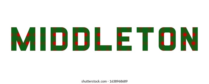 The word "Middleton" composed of letters from Middleton tartan.