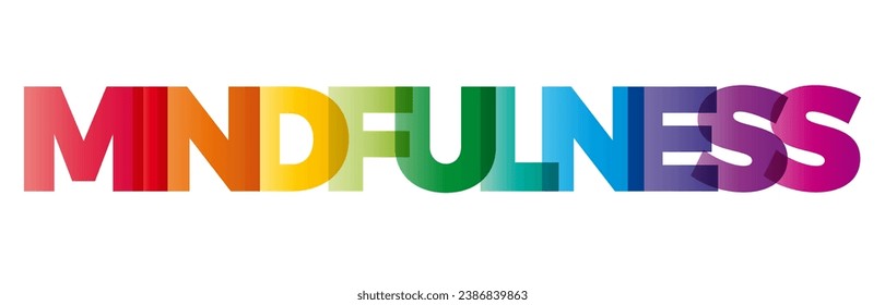 The word Mindfulness. Vector banner with the text colored rainbow.