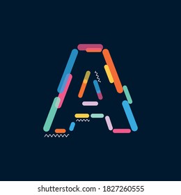 Word A Modern abstract shapes and lines colorful vector alphabet