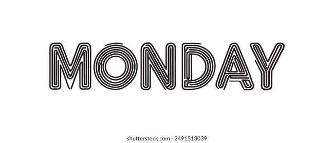 the word Monday in one line. calligraphic text. Vector illustration