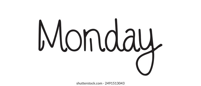 the word Monday in one line. calligraphic text. Vector illustration