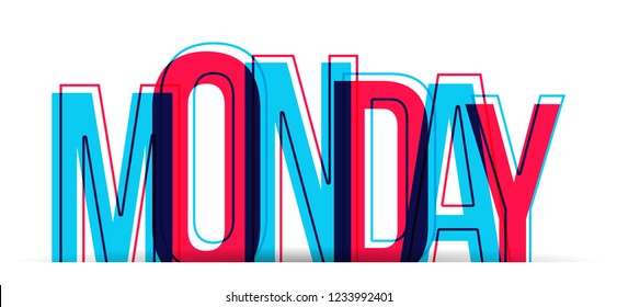 The word MONDAY in two colors, isolated on a white background