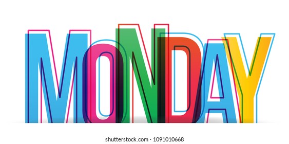 The word Monday. Vector banner with the colored text.