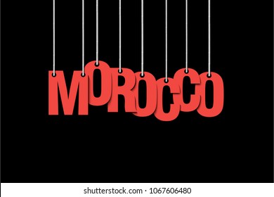 The word Morocco hang on the ropes. Vector illustration