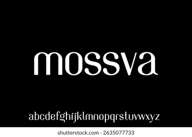 Word mossva Modern futuristic alphabet font. Typography vector graphic design