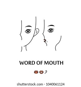 Word of mouth abstract face vector illustration spreading gossips