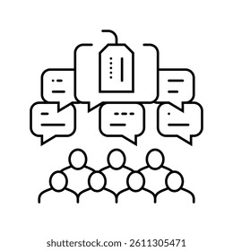 word mouth consumer behavior line icon vector. word mouth consumer behavior sign. isolated contour symbol black illustration