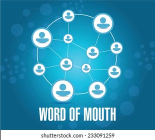 word of mouth people network illustration design over a blue background