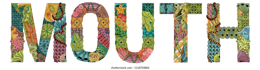 Word mouth. Vector decorative zentangle object