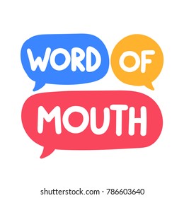 Word of mouth. Vector icon, badge illustration on white background.
