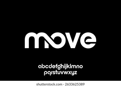 word move .modern minimalist  geometric circular font with rounded edges.