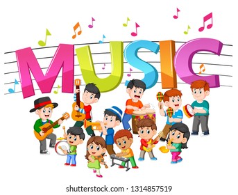 word music with group band playing music