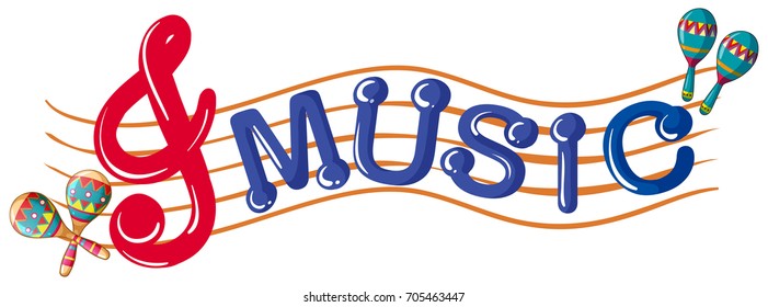 Word music with music notes in background illustration
