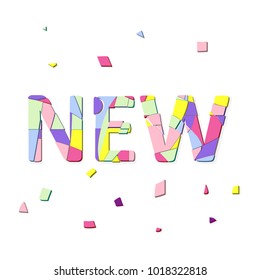 Word new with colorful shapes. Easy to edit vector illustration.