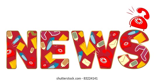 the word "news" - funny letters on a white background