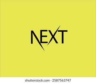 The word next on a yellow background