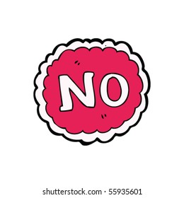 word "no" badge cartoon