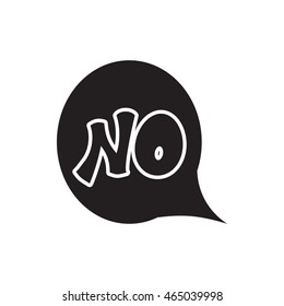 Word no in bubble speech icon in simple style isolated on white background. Click and choice symbol