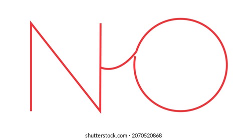 The word NO in one line in red on white isolate. Symbol of protest and disapproval. Vector illustration for negative categorical rejection. - Shutterstock ID 2070520868