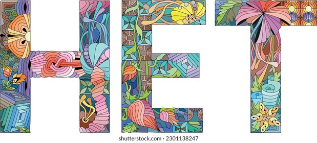 Word NO in Russian. Vector zentangle object for decoration