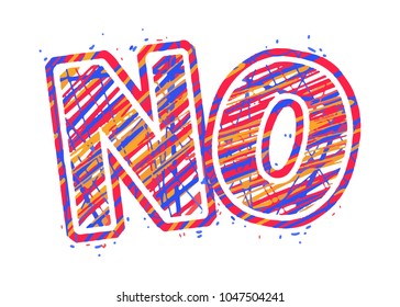 word no. Vector word pencil letters. color the word with a marker