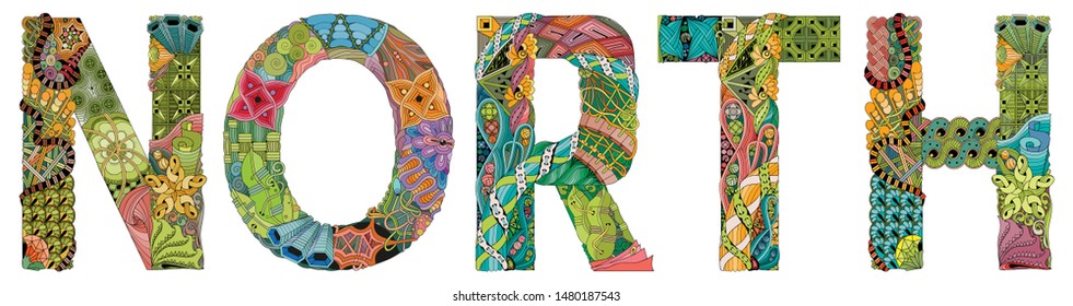 Word North. Vector zentangle object for decoration