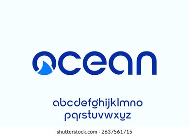 word of ocean. modern minimalist clean alphabet font. lowercase bold and  round typography vector illustration design