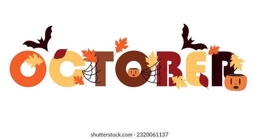 Word OCTOBER on white background