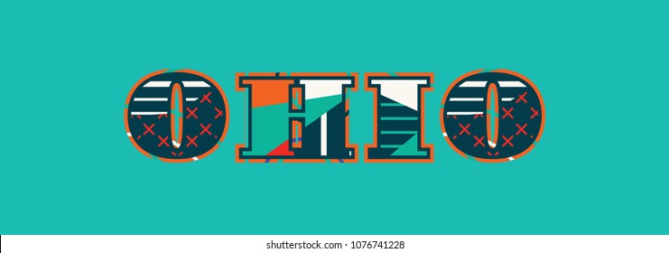 The word OHIO concept written in colorful abstract typography. Vector EPS 10 available.
