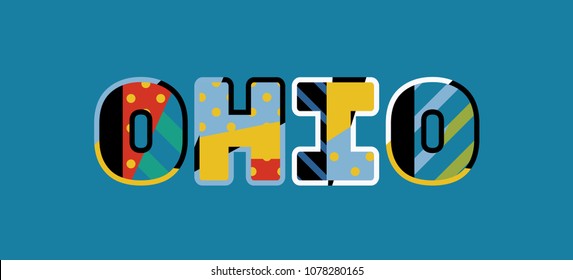 The word OHIO concept written in colorful abstract typography. Vector EPS 10 available.