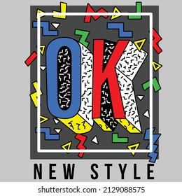 WORD OK ON A GRAY BOX WITH COLORED FIGURES