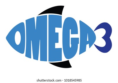 Word Omega 3 Shaped In Fish Symbol
