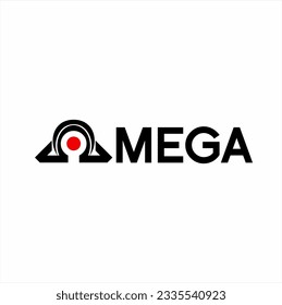 Word " Omega " logo vector design with omega symbol in letter O.