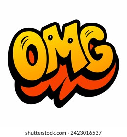 The word OMG in street art graffiti lettering vector image style on a white background.