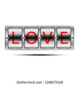 Word “LOVE” on Flip Board Panel Concept. isolated on white background. vector illustration