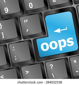 The word oops on a computer keyboard vector