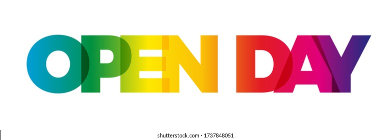 The word Open Day. Vector banner with the text colored rainbow.