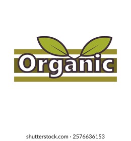 The word Organic is surrounded by leaves. Symbolizes natural products, organic farming and healthy living. Suitable for topics related to organic goods or sustainable agriculture. Vector Not AI genera