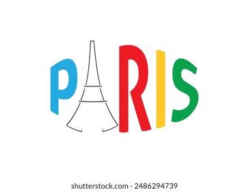 The word paris on a white background. For printing on a T-shirt.